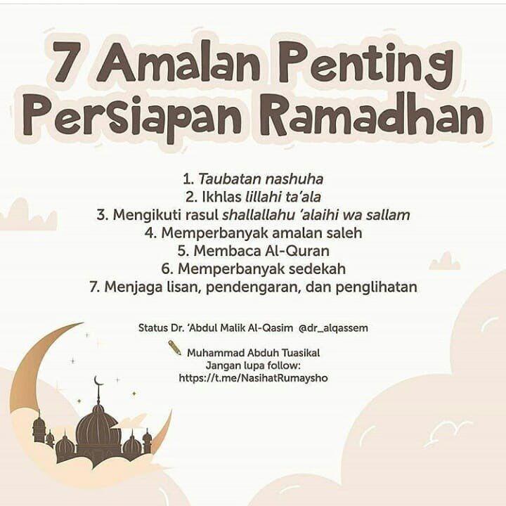 7 Amalan Penting Persiapan Ramadhan